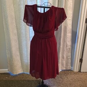 Elegant Ever Pretty Burgundy Chiffon Dress